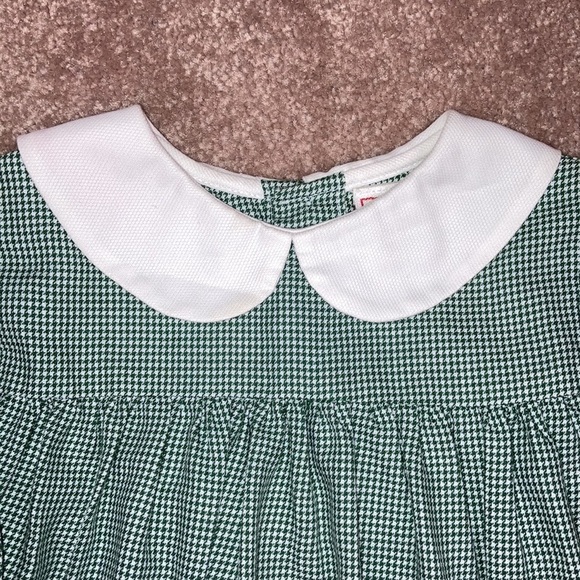 Zu Christmas candy cane green white dogtooth Peter Pan collar dress 12m - Picture 3 of 10